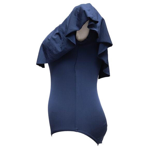 Trina Turk Blue Off Shoulder Ruffle Bandeau One Piece Swimsuit Size 4 - Picture 2 of 9